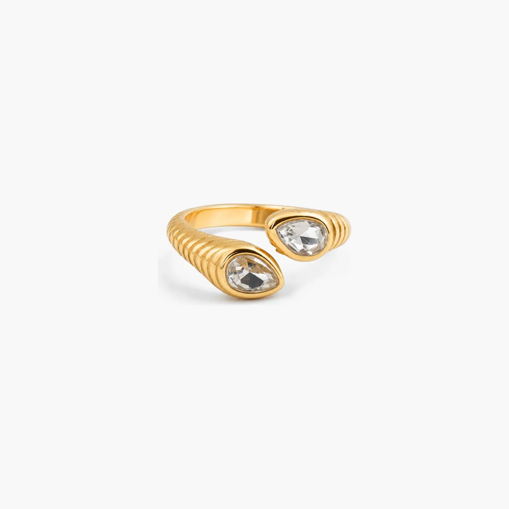 Alessia Celeste Teardrop Open Ring | Waterproof 18k Gold