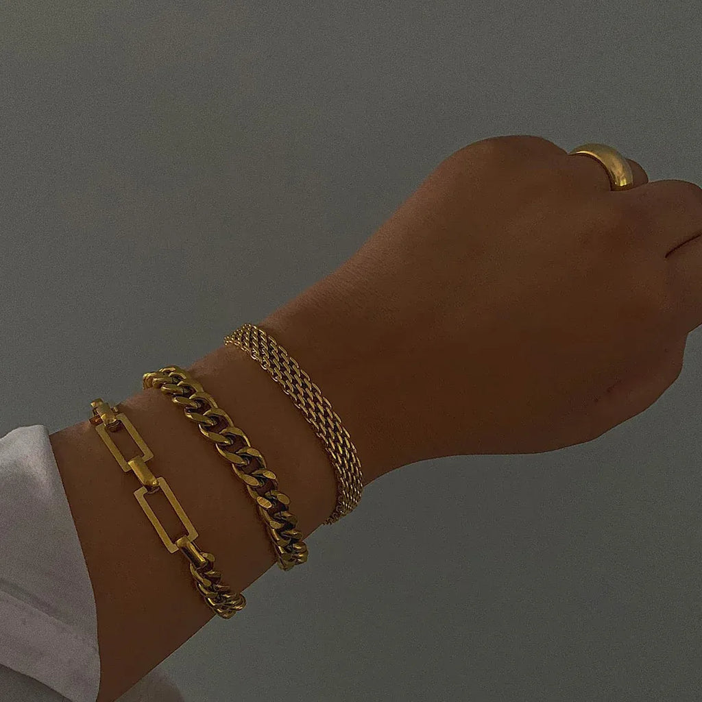 Evara Mixed Link Chain Bracelet | Waterproof 18k Gold
