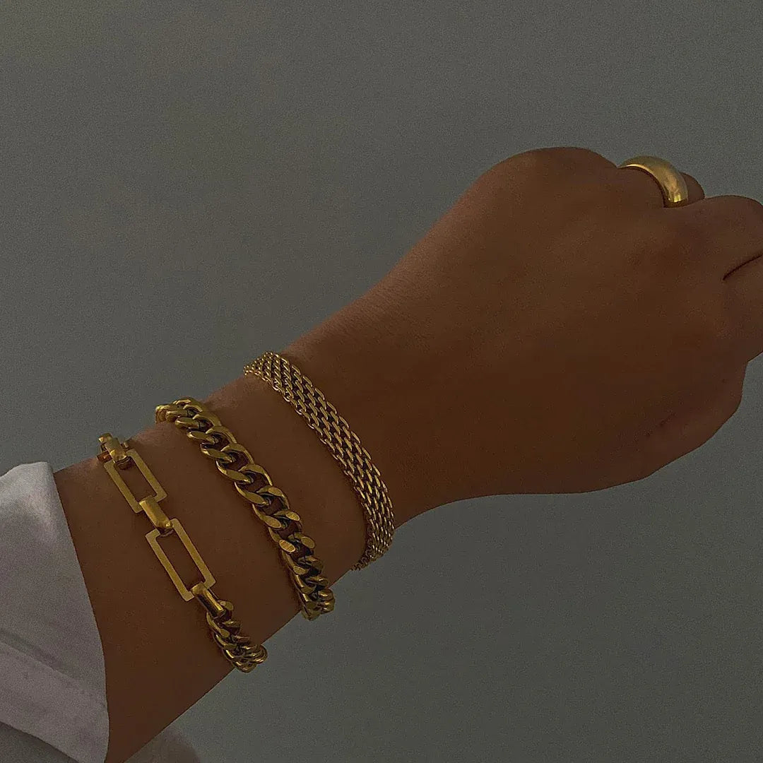 Evara Mixed Link Chain Bracelet | Waterproof 18k Gold