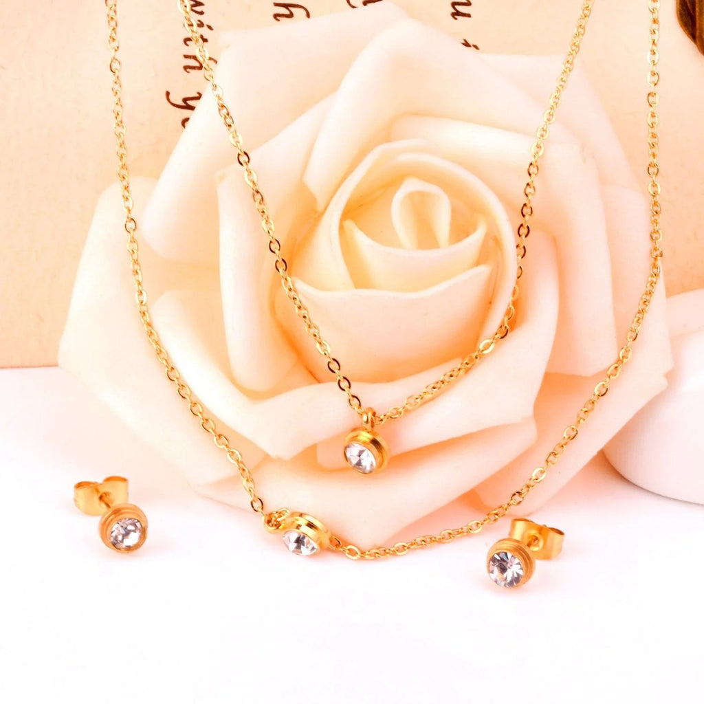 Kalia Dual-Drop Brilliant Bezel Layered Set| Buy Set or Individual