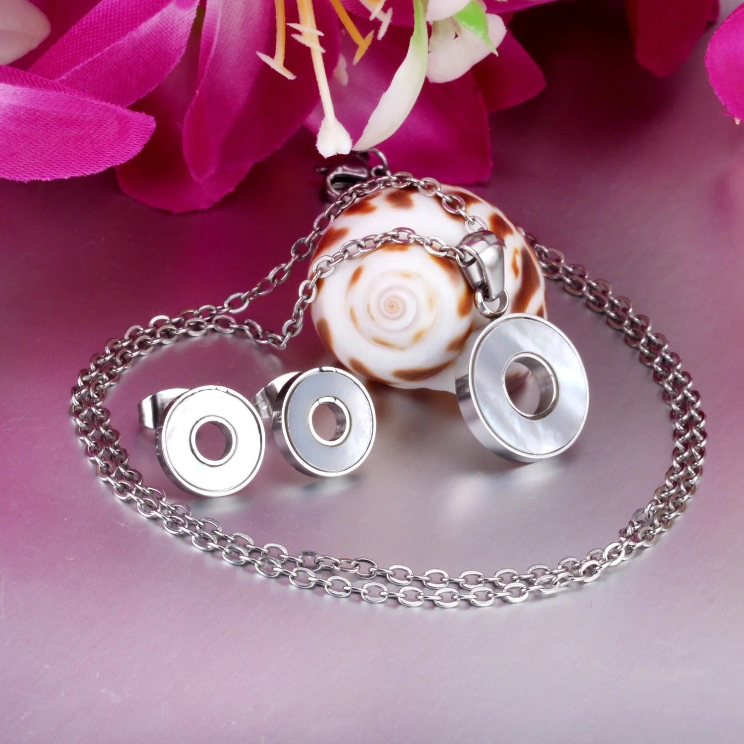 Mira Lustrous Pearl Inlay Halo Set | Buy Set or Individual