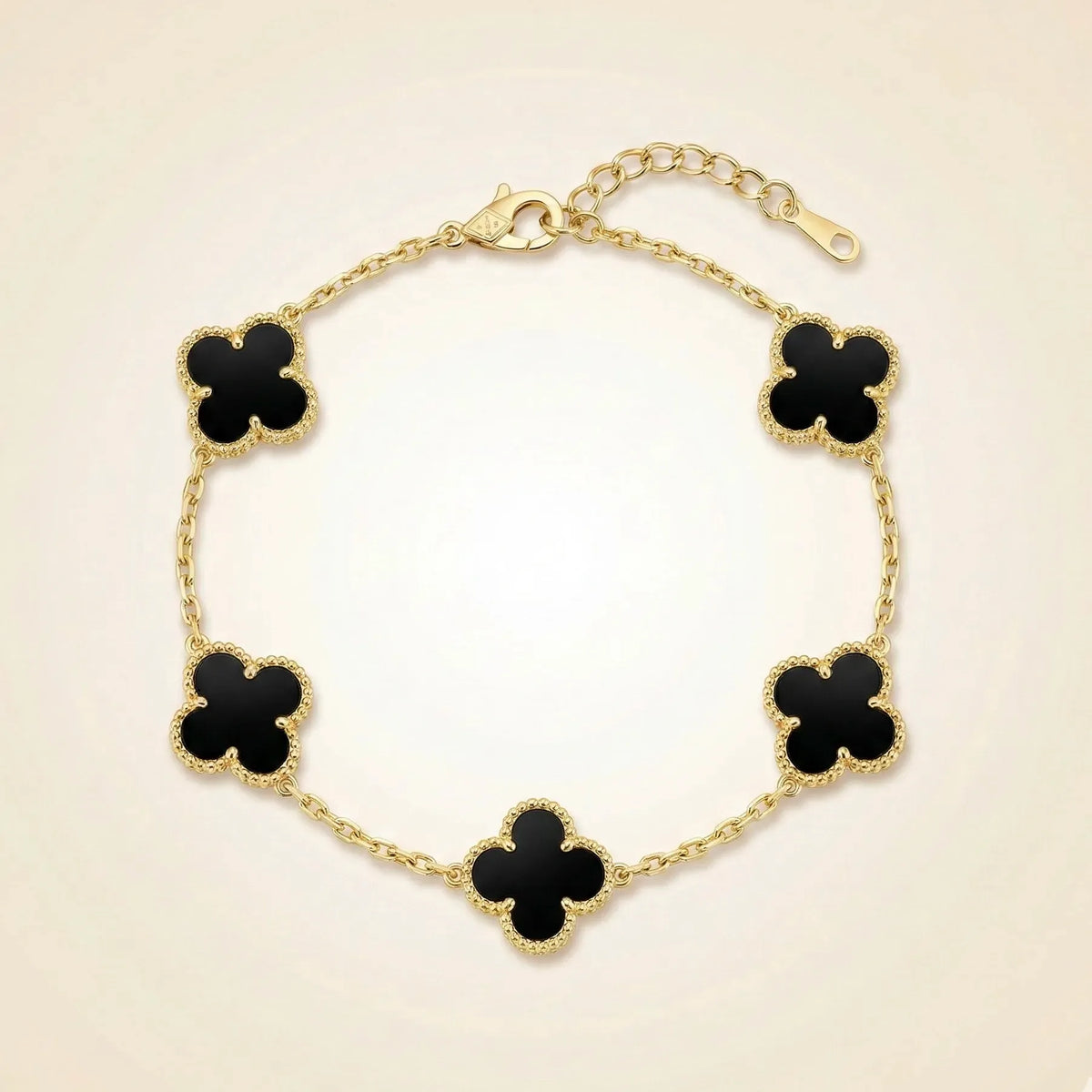 Alora Four-Leaf Black Clover Bracelet | Waterproof 18k Gold