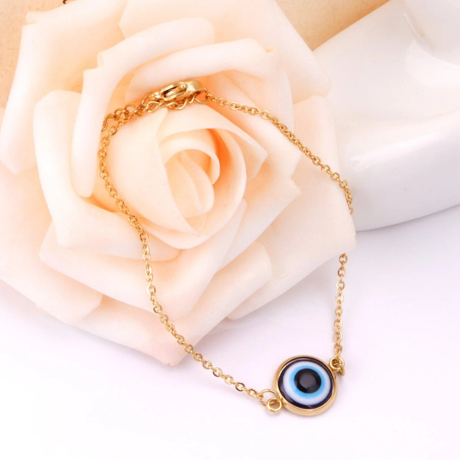 Blossom Evil Eye Bracelet | Waterproof 18k Gold & Silver