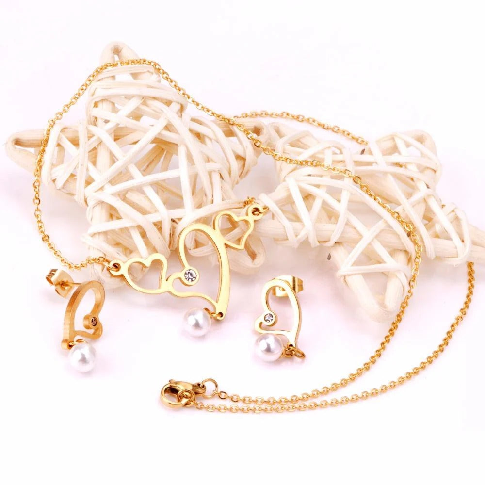 Coco Trilogy Heart & Pearl Drop Set| Buy Set or Individual