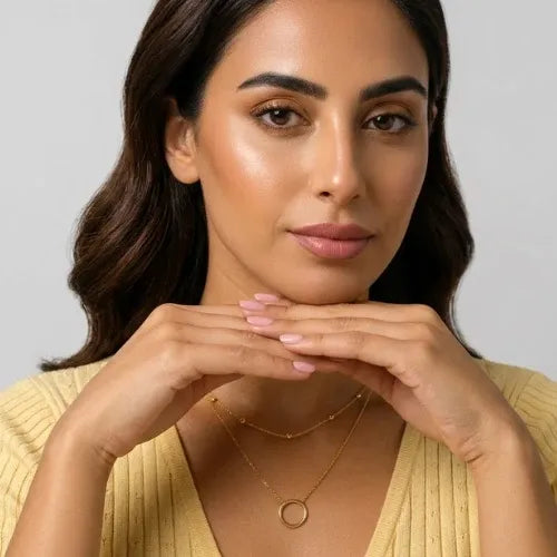 Brami Ring Double Layer Necklace | Waterproof 18k Gold