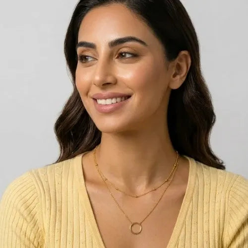 Brami Ring Double Layer Necklace | Waterproof 18k Gold