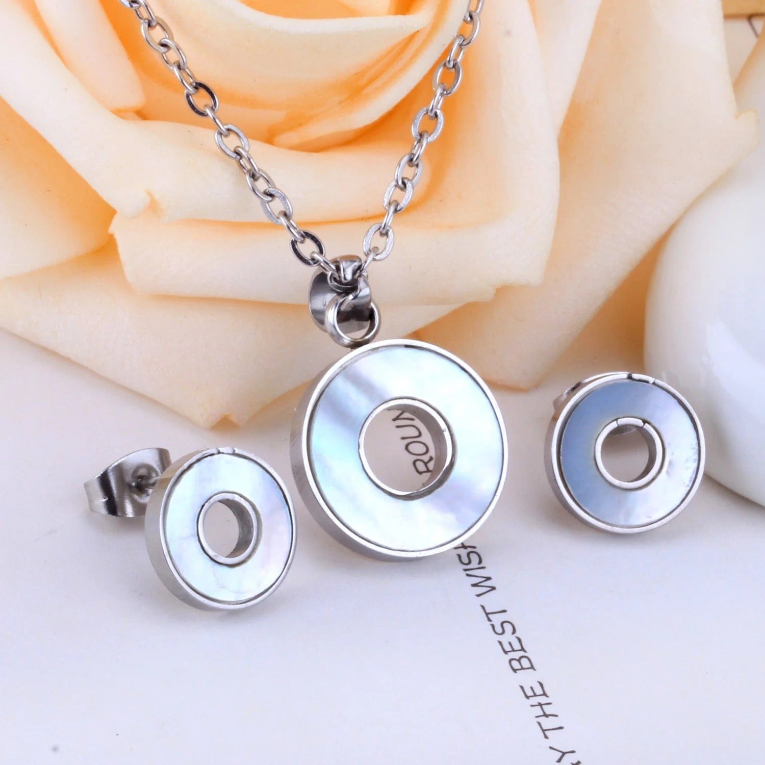 Mira Lustrous Pearl Inlay Halo Set | Buy Set or Individual