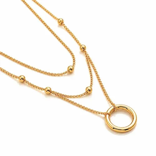 Brami Ring Double Layer Necklace | Waterproof 18k Gold