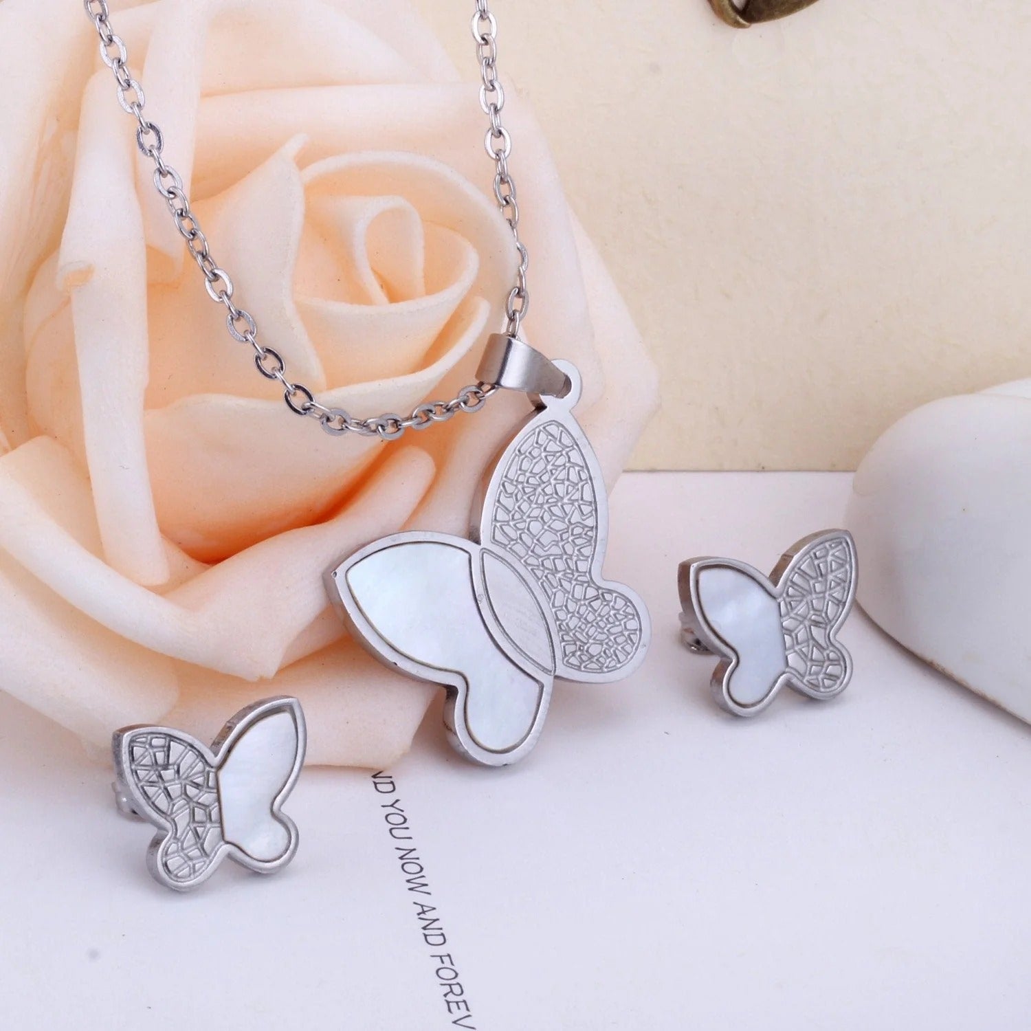 Minnie Lustrous Pearl Inlay Butterfly Set | Buy Set or Individual