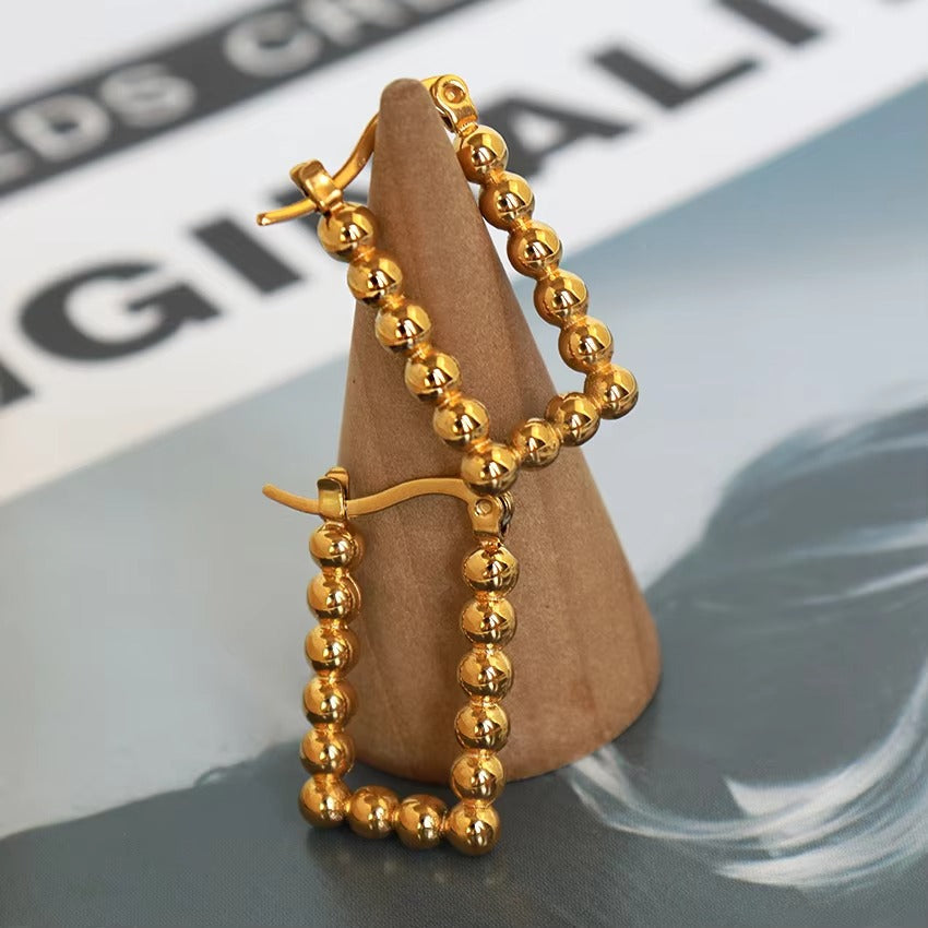 Shannon	Joint Balls Rectangle Gold Hoops