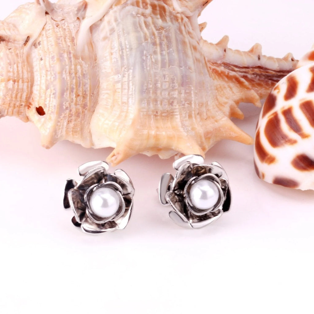 Adelade Romantic Rose Studs | Waterproof Steel Silver