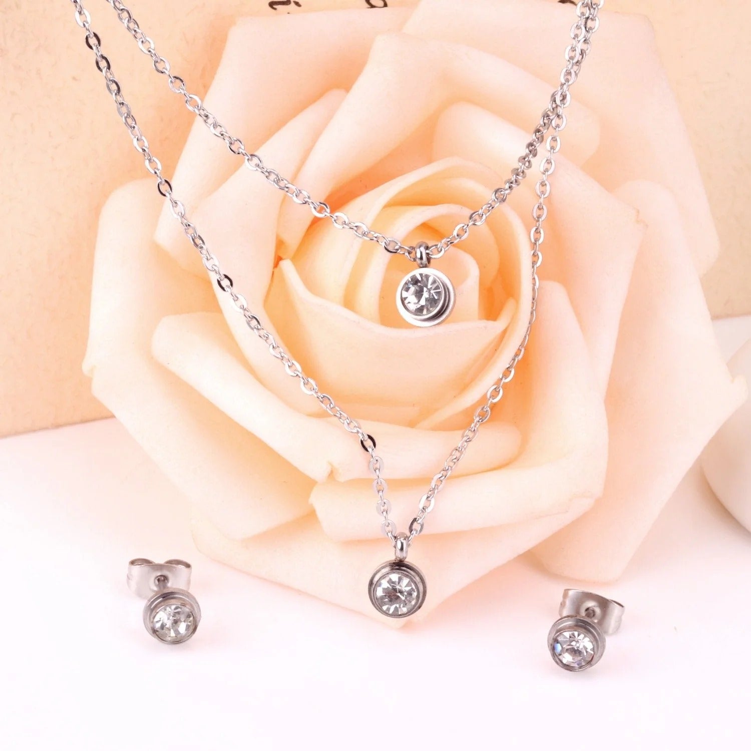 Kalia Dual-Drop Brilliant Bezel Layered Set| Buy Set or Individual