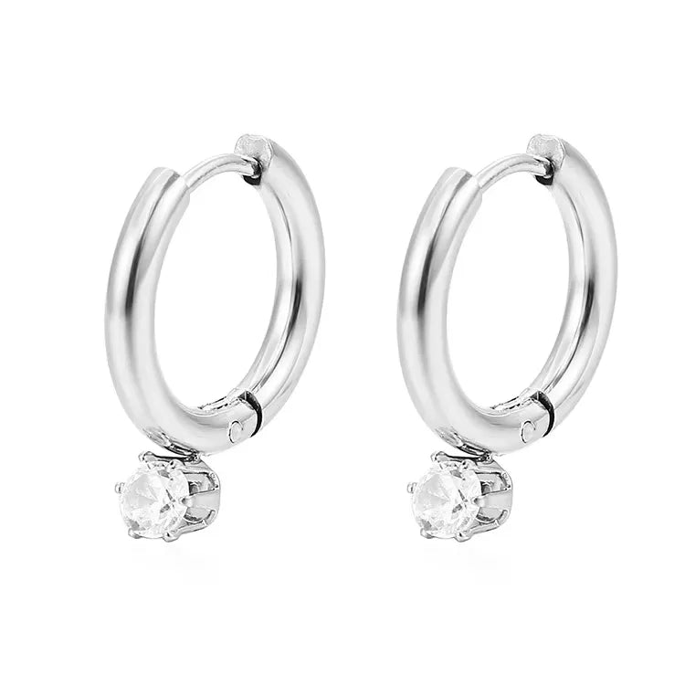 Anaya CZ Drop Hoop Earrings | Waterproof 18k Gold & Silver