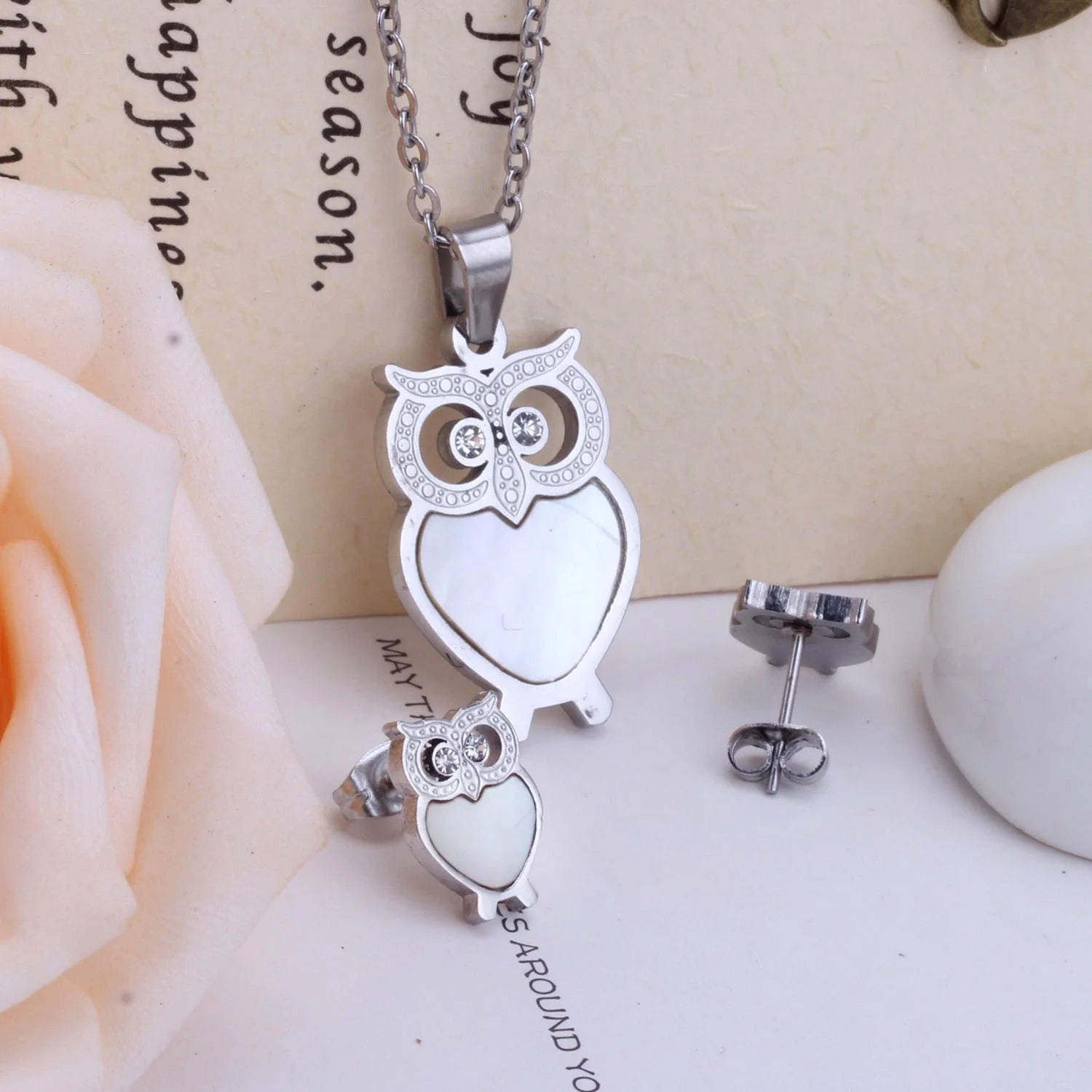 Millie Lustrous Pearl Inlay Owl Set | Buy Set or Individual