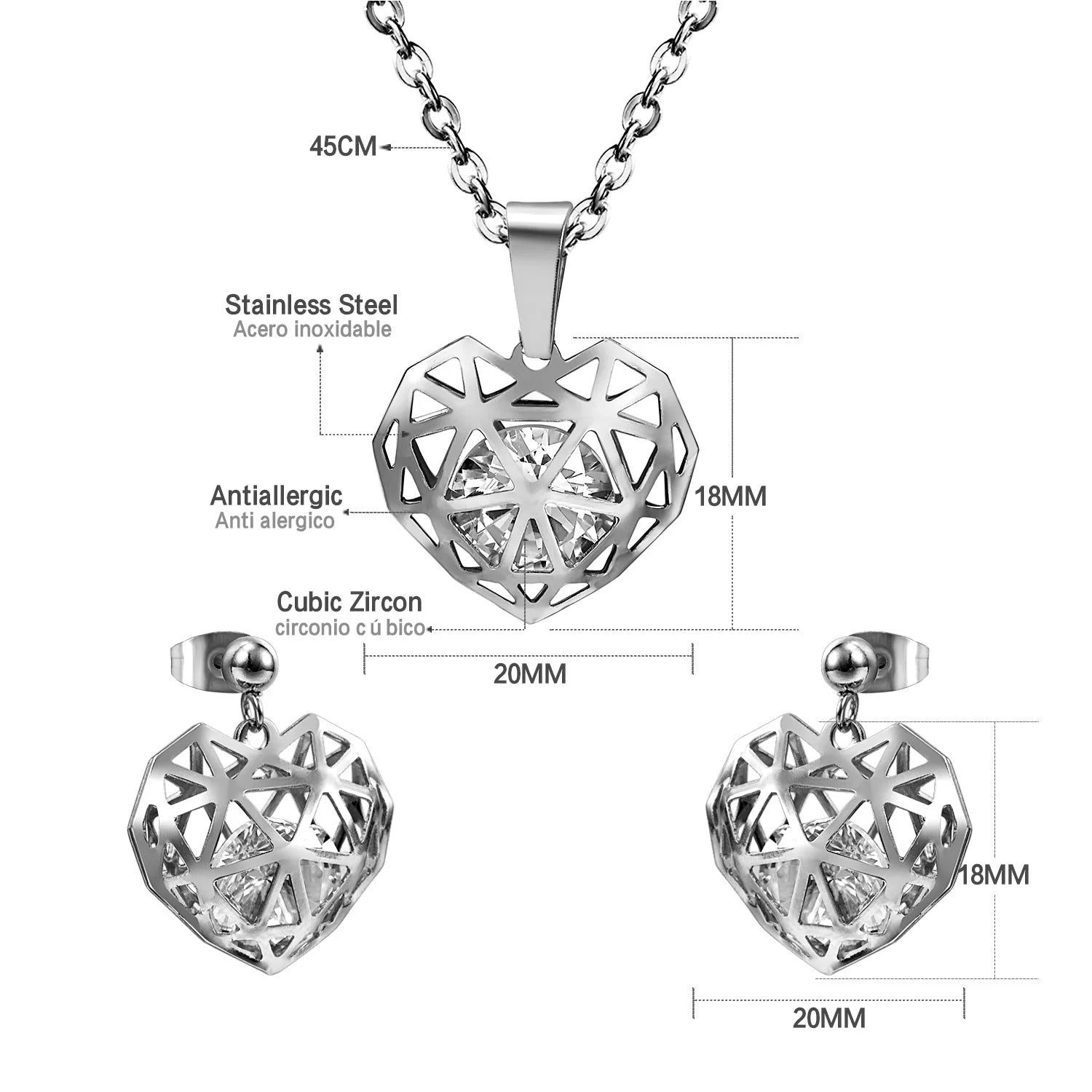 Norey Heart in Cage Crystal Set | Buy Set or Individual