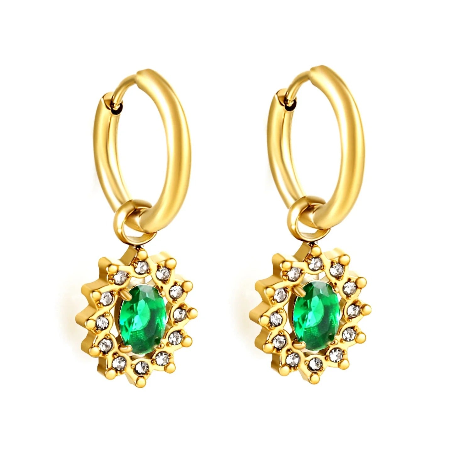 Iris Emerald Green Huggie Hoops