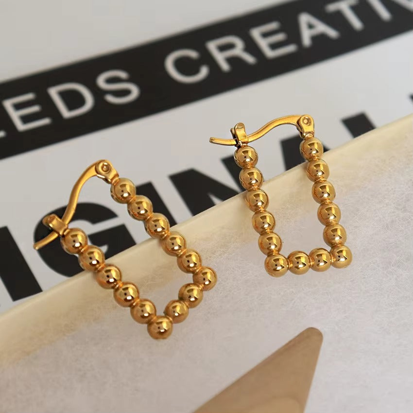 Shannon	Joint Balls Rectangle Gold Hoops