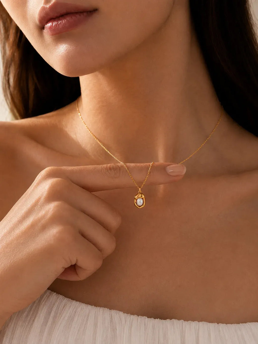 Blaire Pearl Pendant Necklace | Waterproof 18k Gold