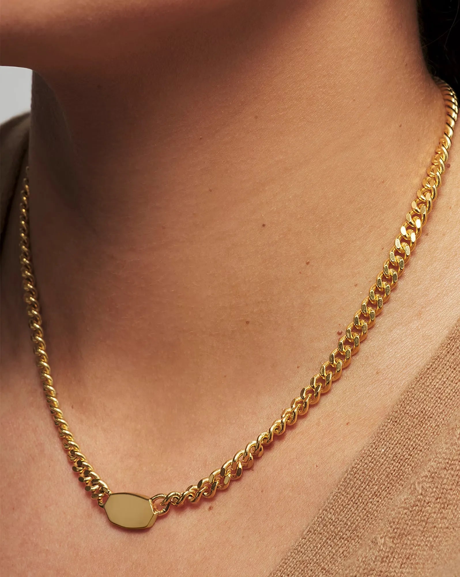 Elarose Linking Chain Bar Necklace | Waterproof 18k Gold