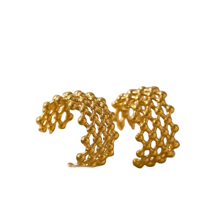 Abreya Mesh Hoop Earrings | Waterproof 18k Gold