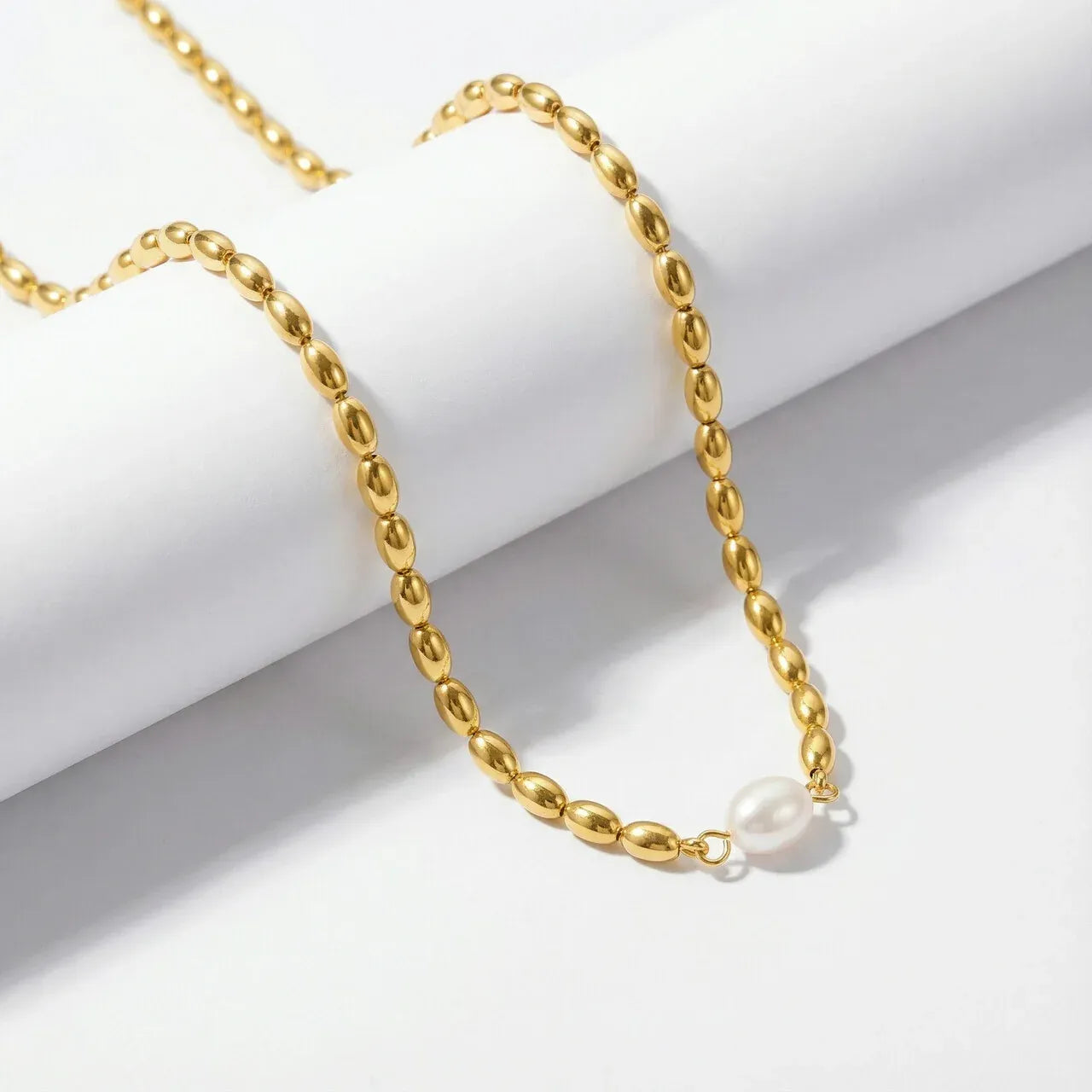 Phoebi Rice Pearl Necklace | Waterproof 18k Gold