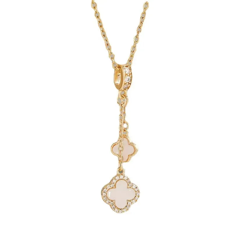 Gia Pearl White Clover Locket Necklace | Waterproof 18k Gold