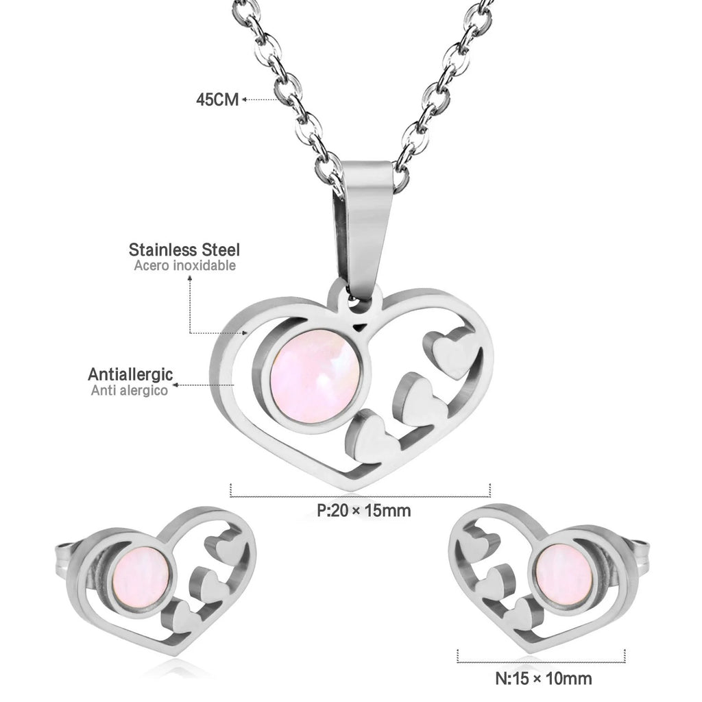 Naome Luminous Pearl Inset Heart Set | Buy Set or Individual