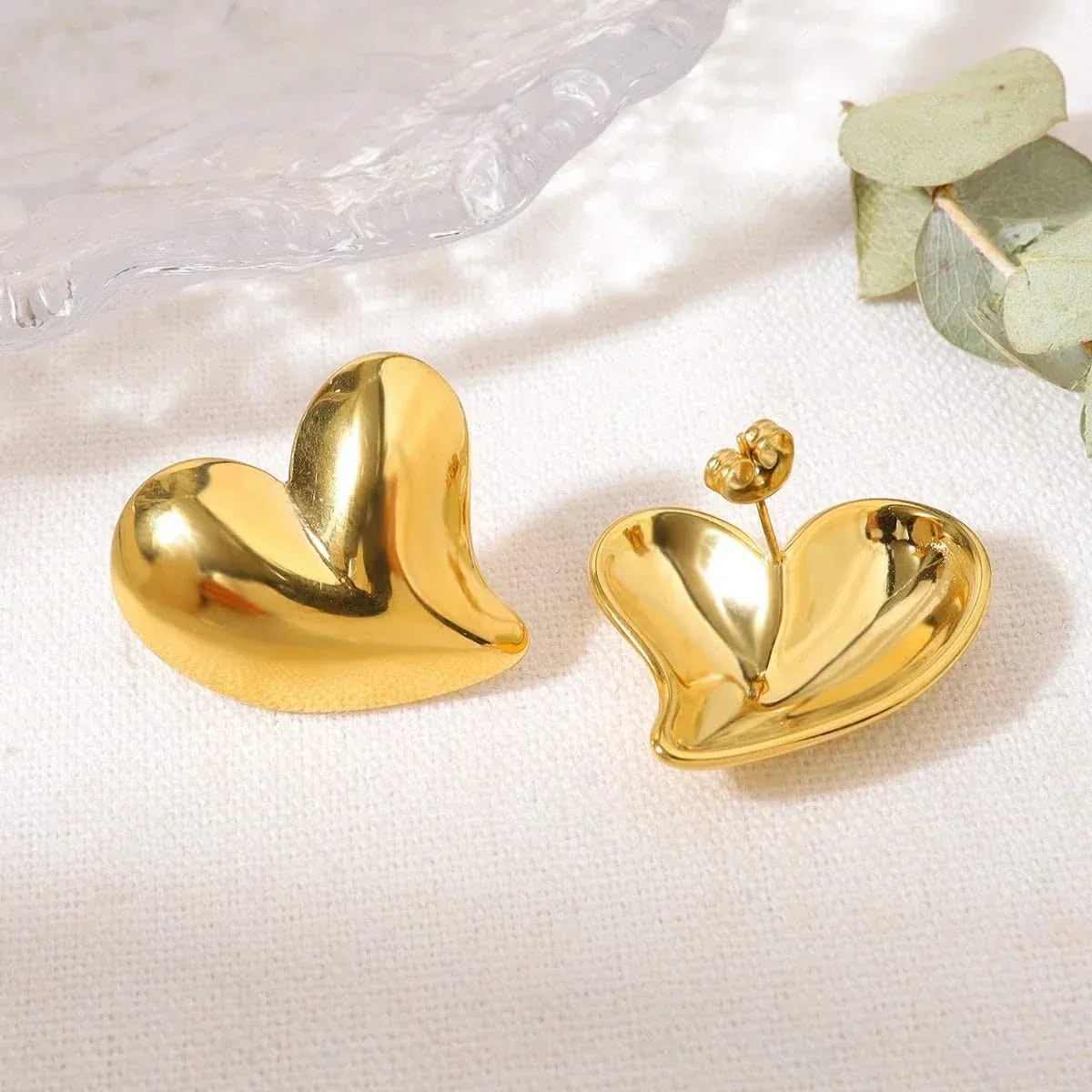 Chrysie Heart Stud Earrings | Waterproof 18k Gold