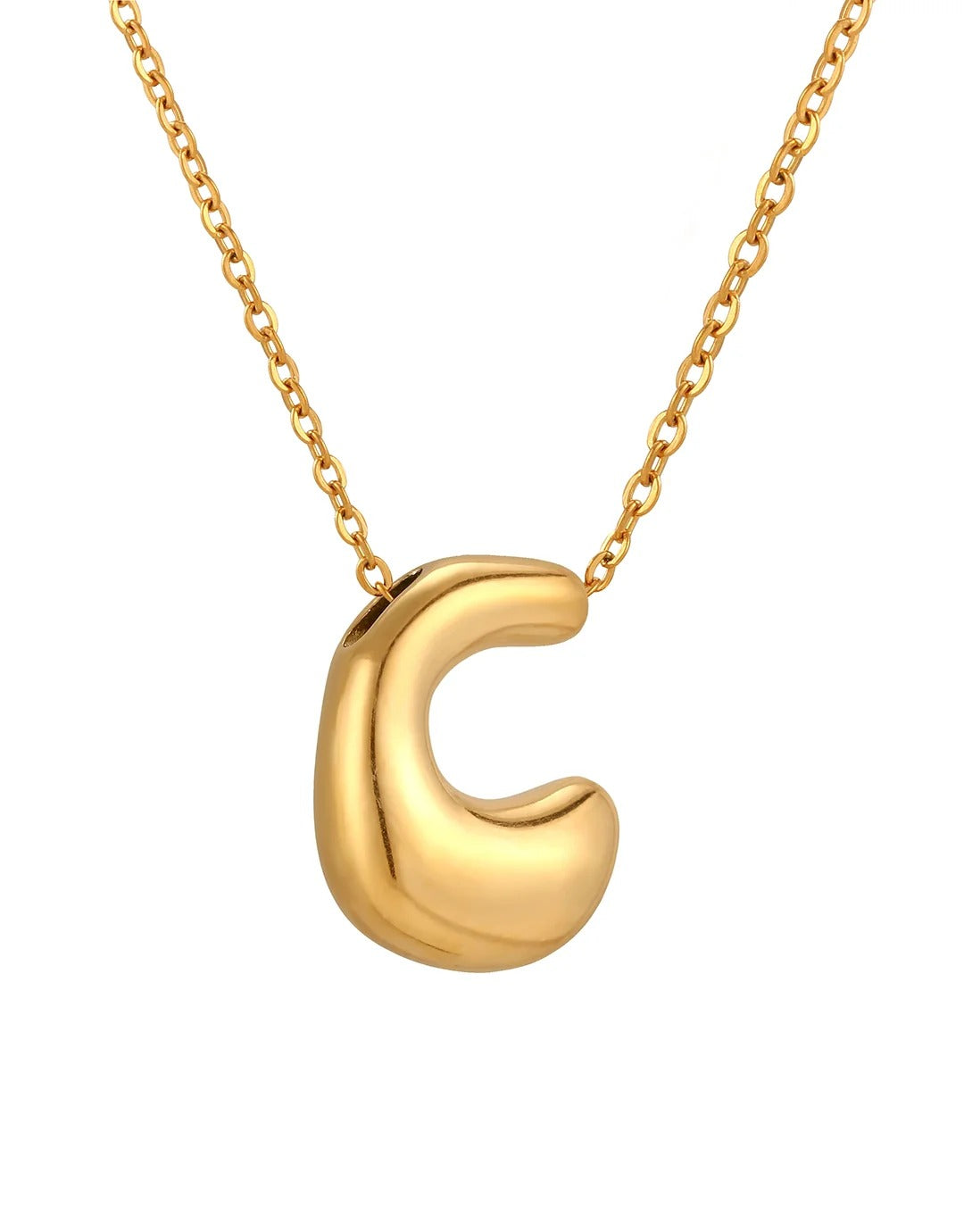 Siobhan Bubble Initial Letter Gold Necklace 45+5cm