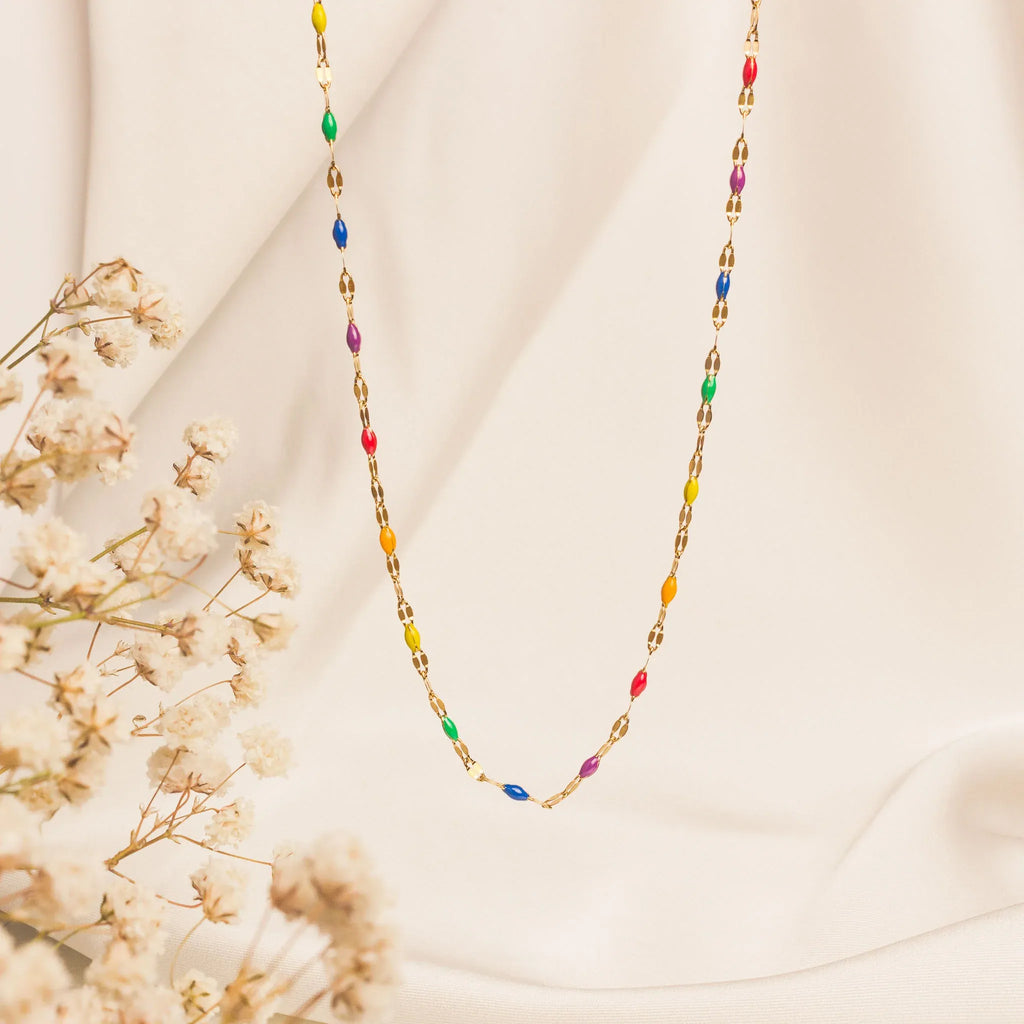 Beren Multicolor Beads Necklace | Waterproof 18k Gold