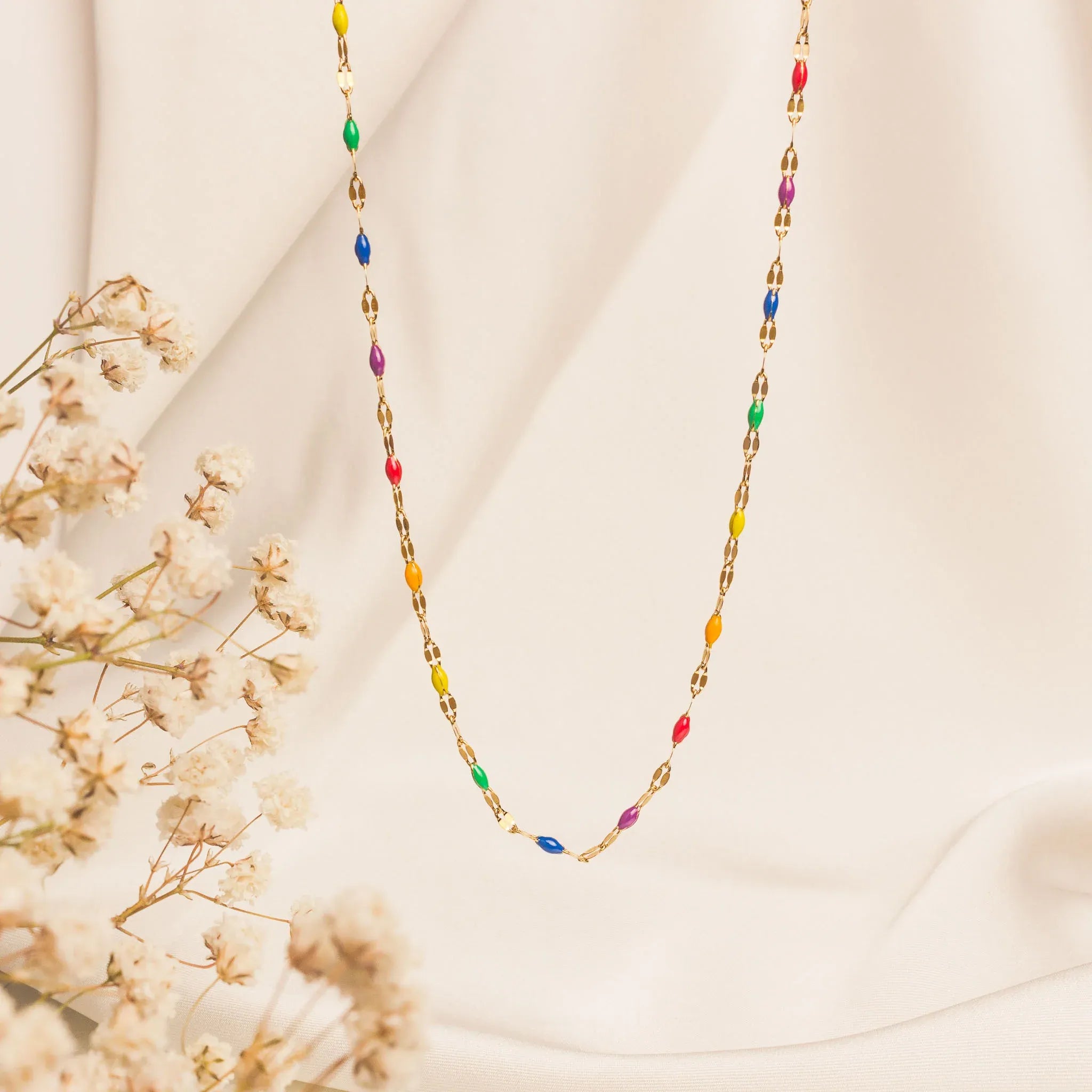 Beren Multicolor Beads Necklace | Waterproof 18k Gold