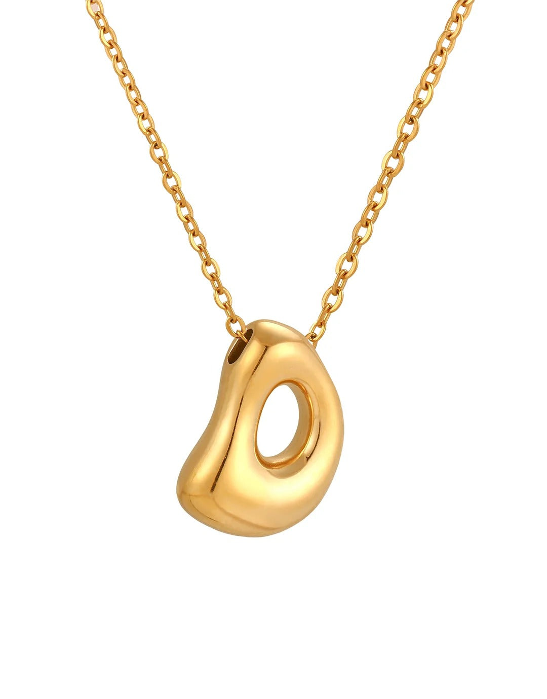 Siobhan Bubble Initial Letter Gold Necklace 45+5cm