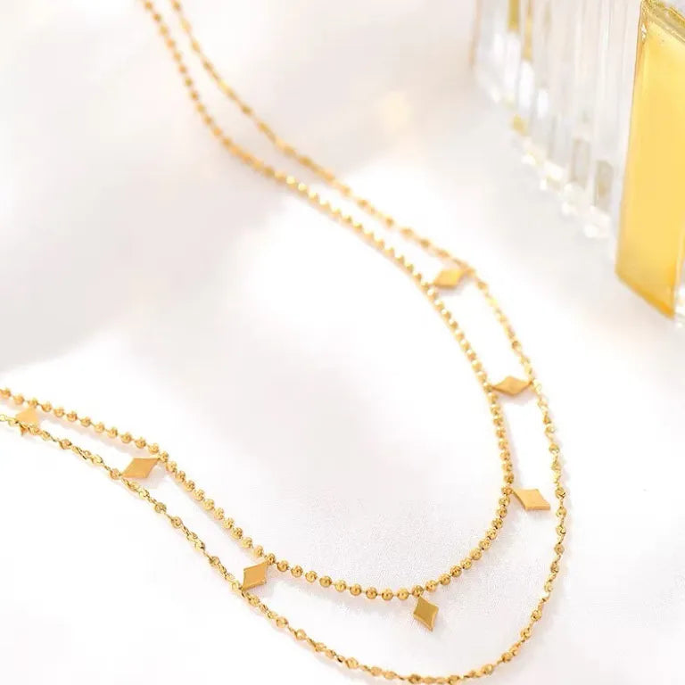 Bellamy Double Layer Necklace | Waterproof 18k Gold