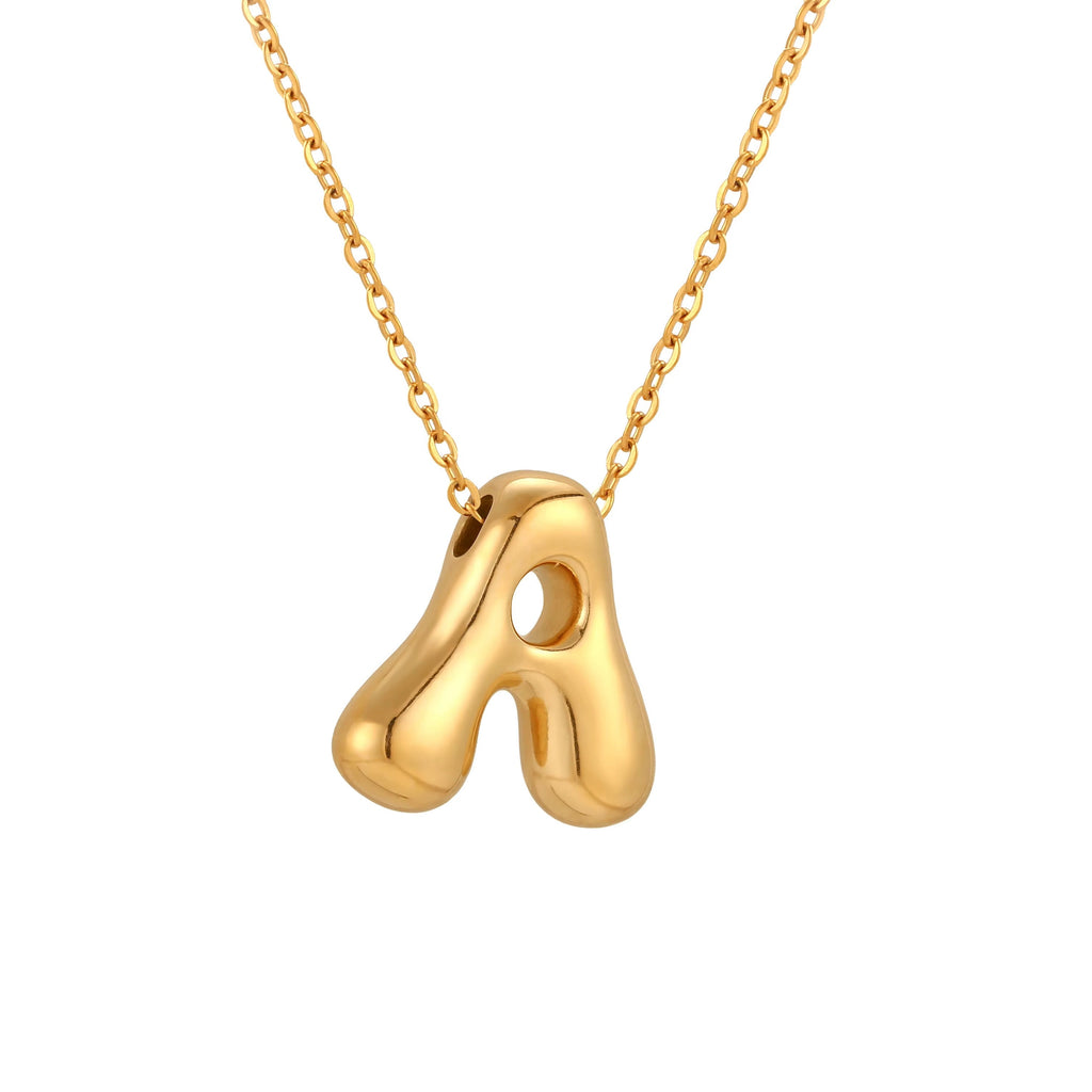 Siobhan Bubble Initial Letter Gold Necklace 45+5cm