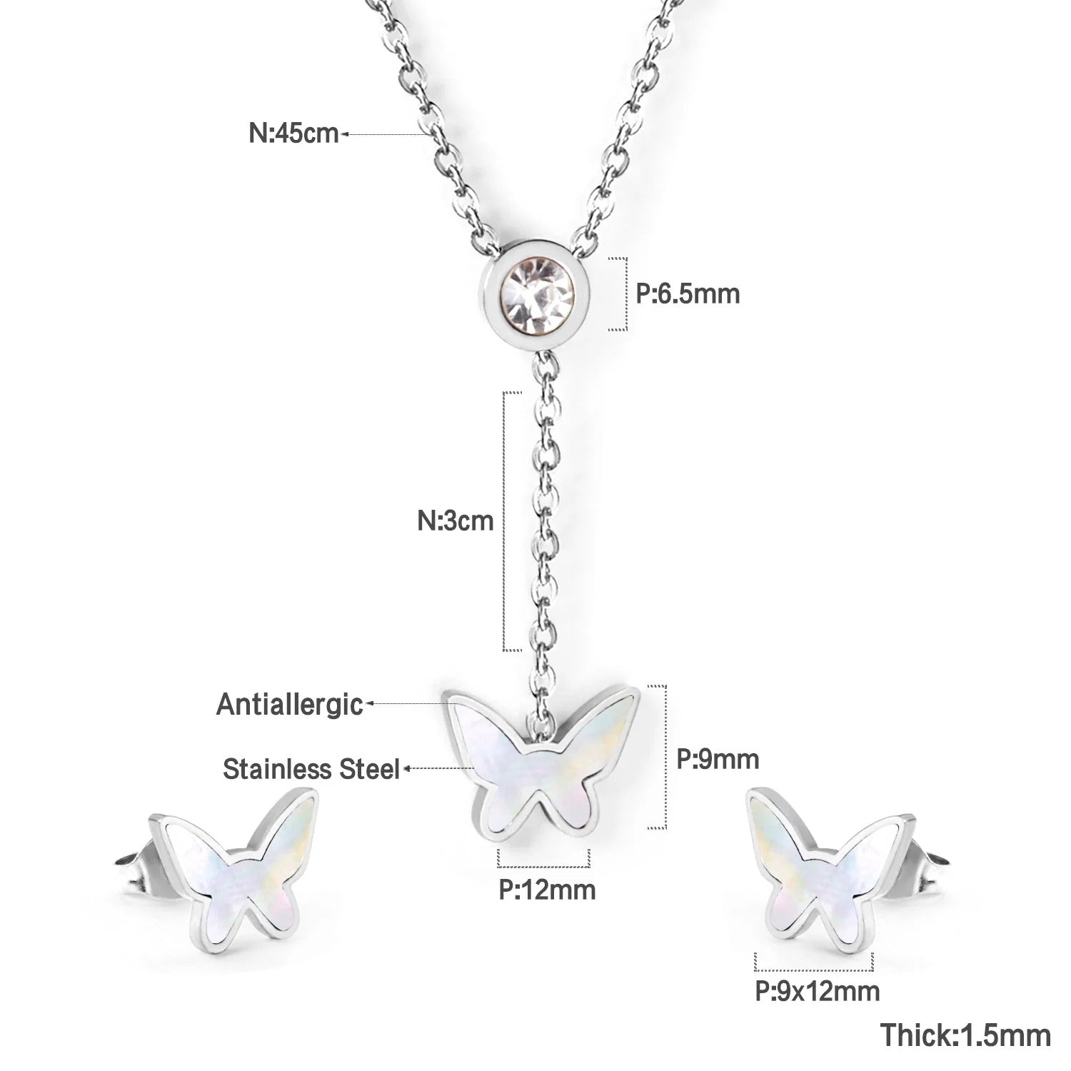 Wren Butterfly Drop Set with CZ Accent | Buy Set or Individual