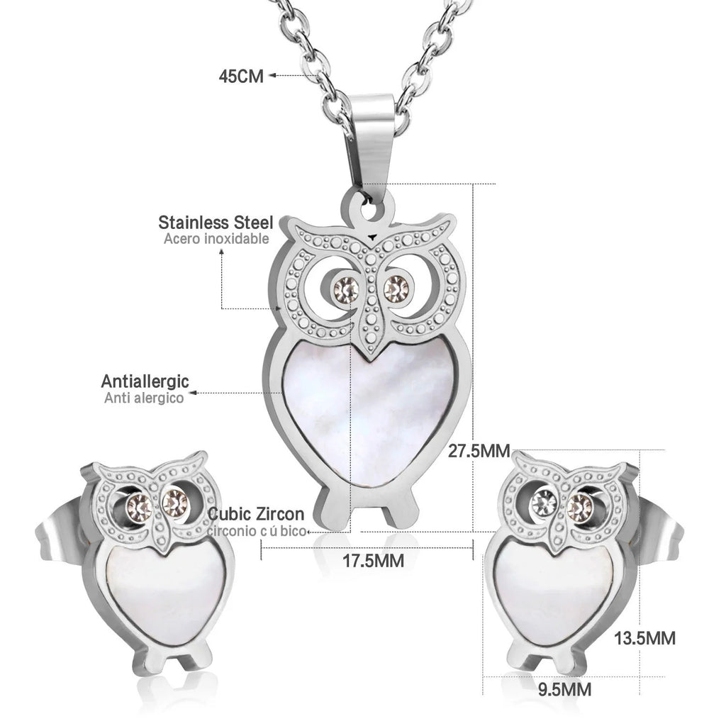 Millie Lustrous Pearl Inlay Owl Set | Buy Set or Individual