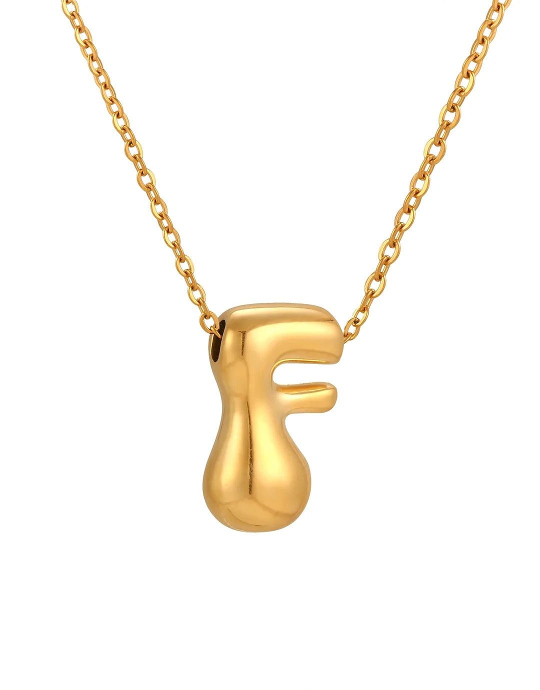 Siobhan Bubble Initial Letter Gold Necklace 45+5cm