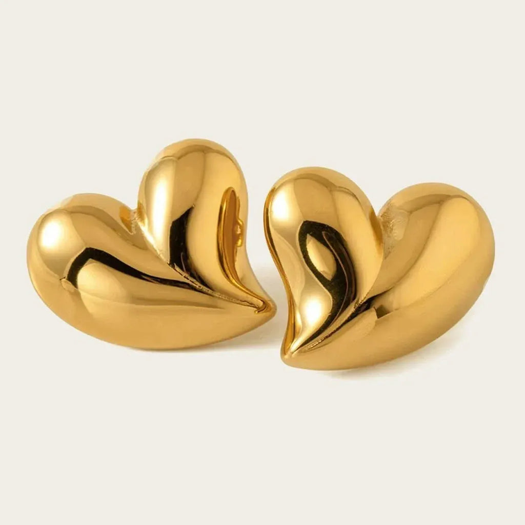Chrysie Heart Stud Earrings | Waterproof 18k Gold