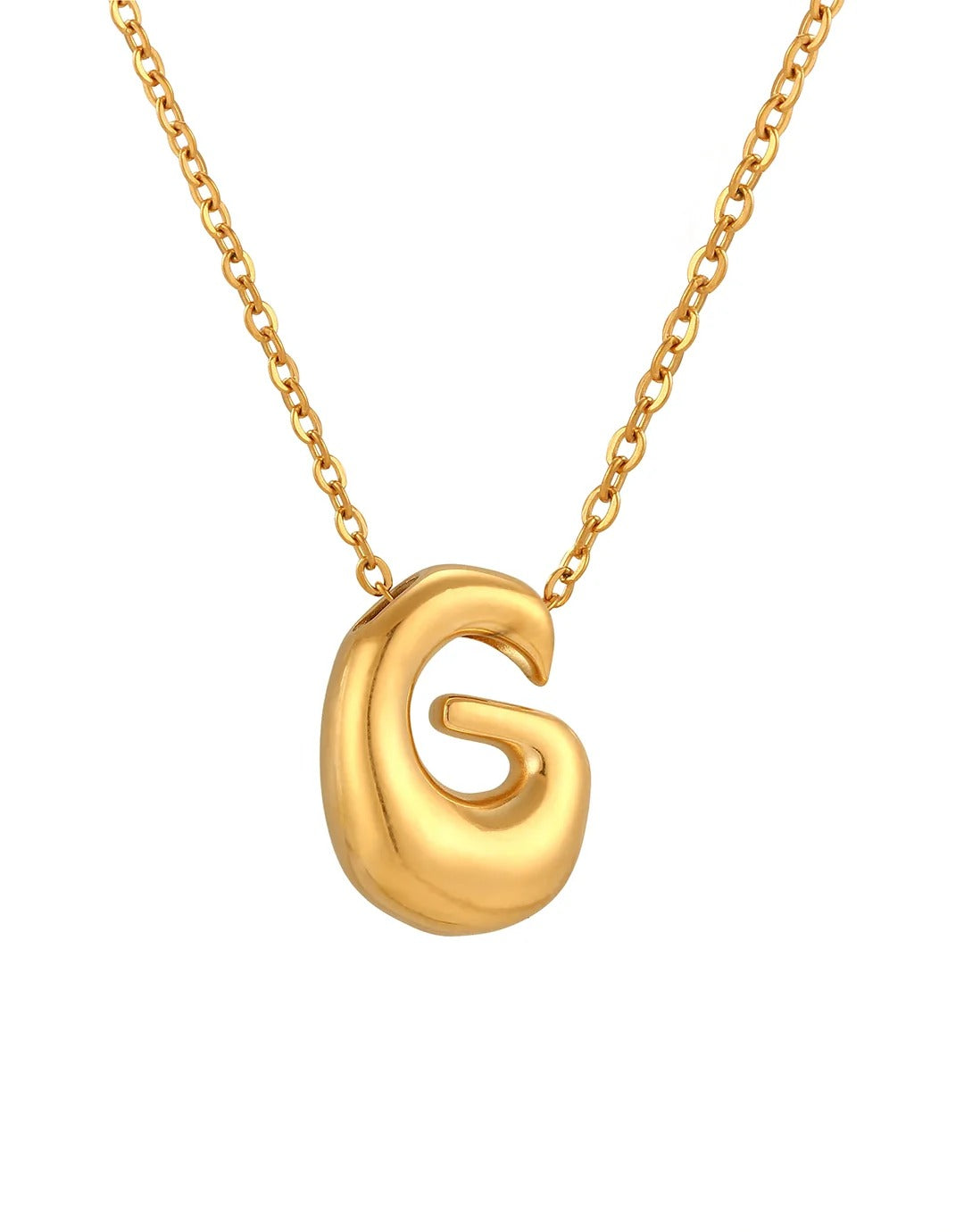 Siobhan Bubble Initial Letter Gold Necklace 45+5cm