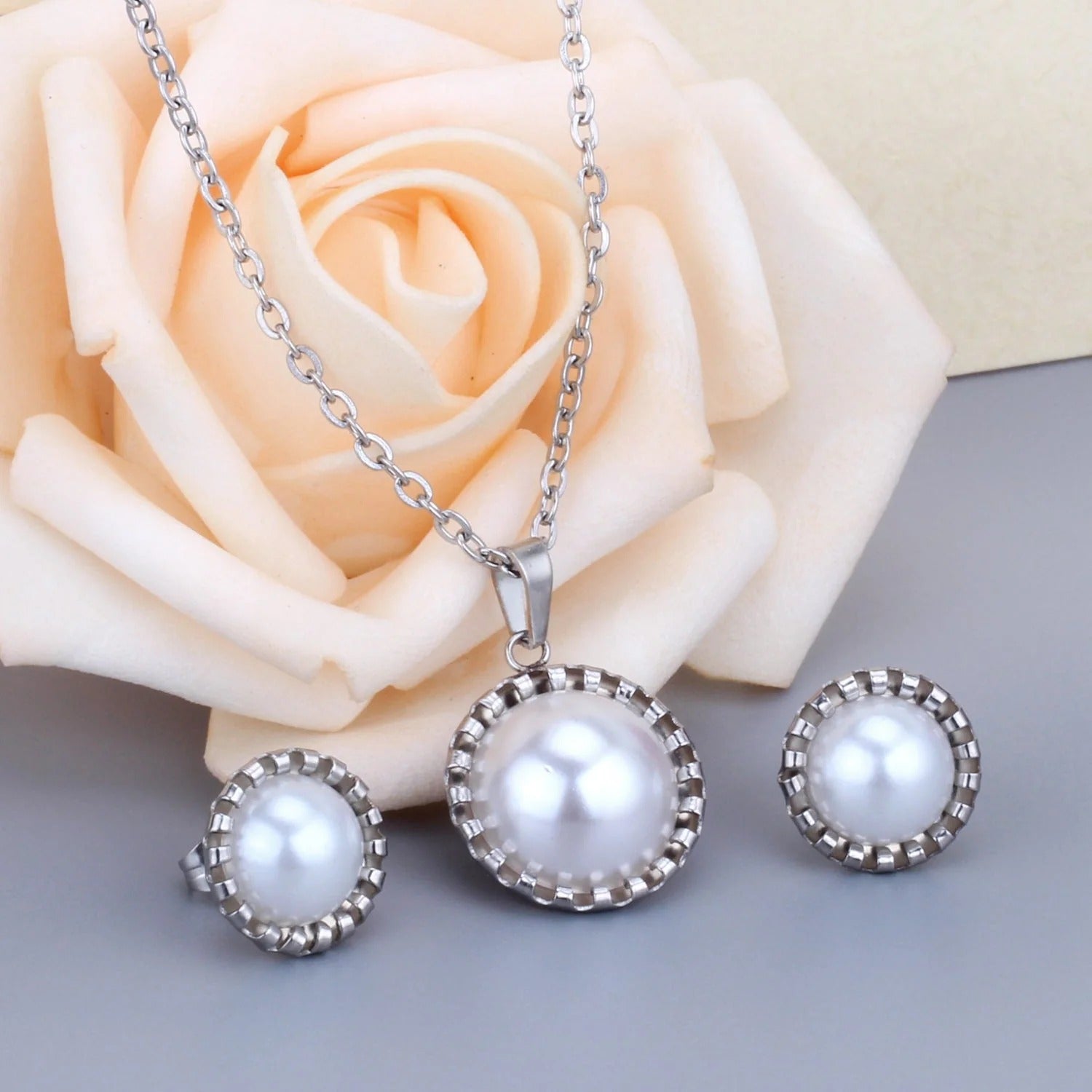 Kiki White Pearl Encased Medallion Set | Buy Set or Individual