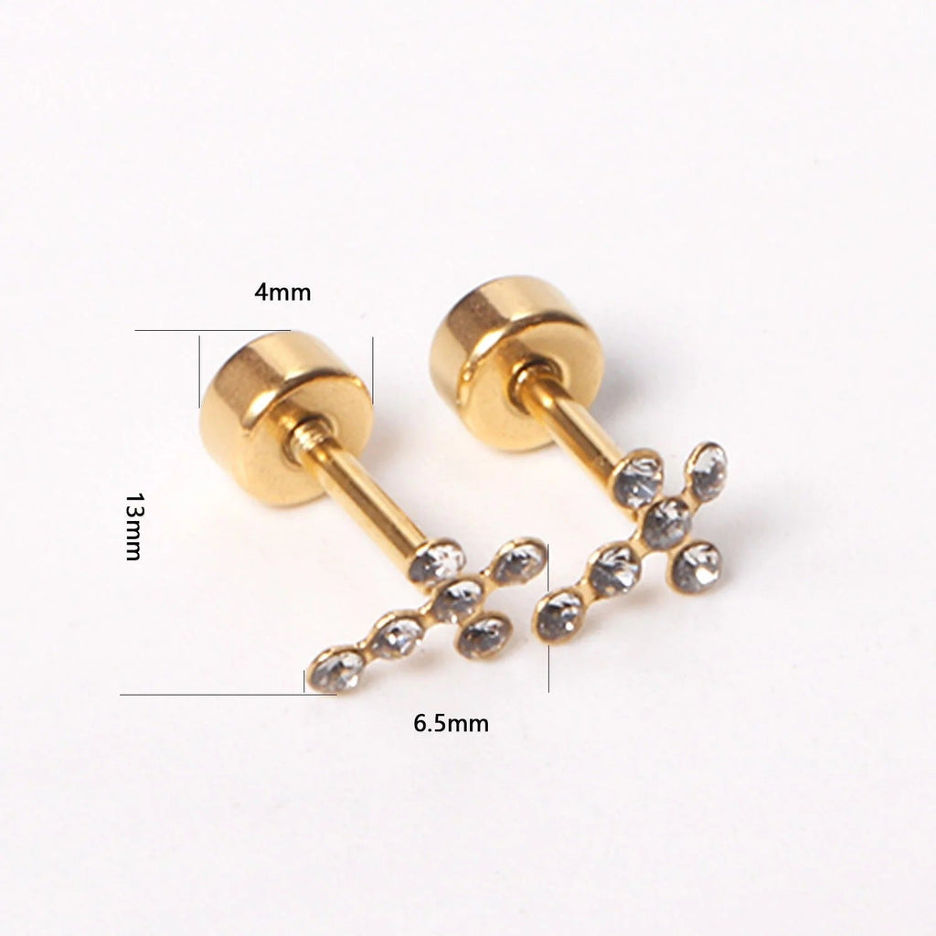 Camila CZ Cross Flat Back Studs