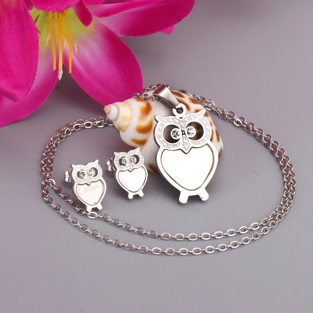Millie Lustrous Pearl Inlay Owl Set | Buy Set or Individual