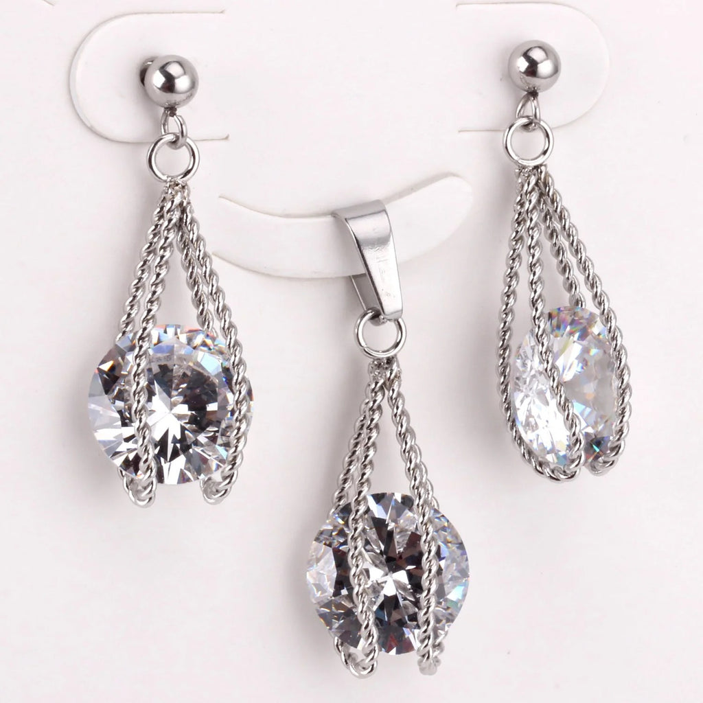Layla Teardrop Caged Brilliant Crystal Set | Buy Set or Individual