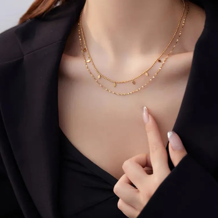 Bellamy Double Layer Necklace | Waterproof 18k Gold