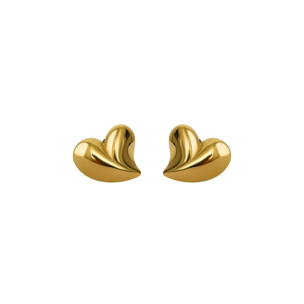 Chrysie Heart Stud Earrings | Waterproof 18k Gold