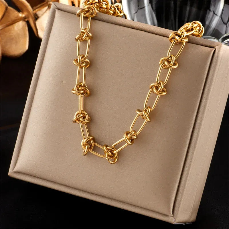 Darcy Chunky Knot Link Chain Necklace | Waterproof 18k Gold