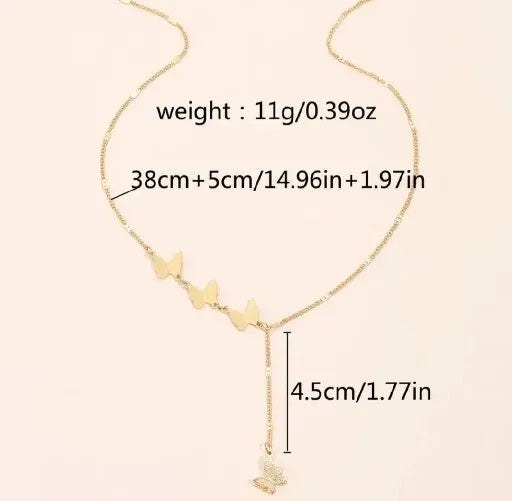 Evangel cascading butterflies Necklace | Waterproof 18k Gold