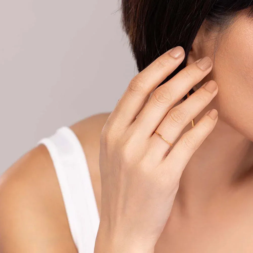Doti Plain Thin 1MM Band Ring | Waterproof 18k Gold