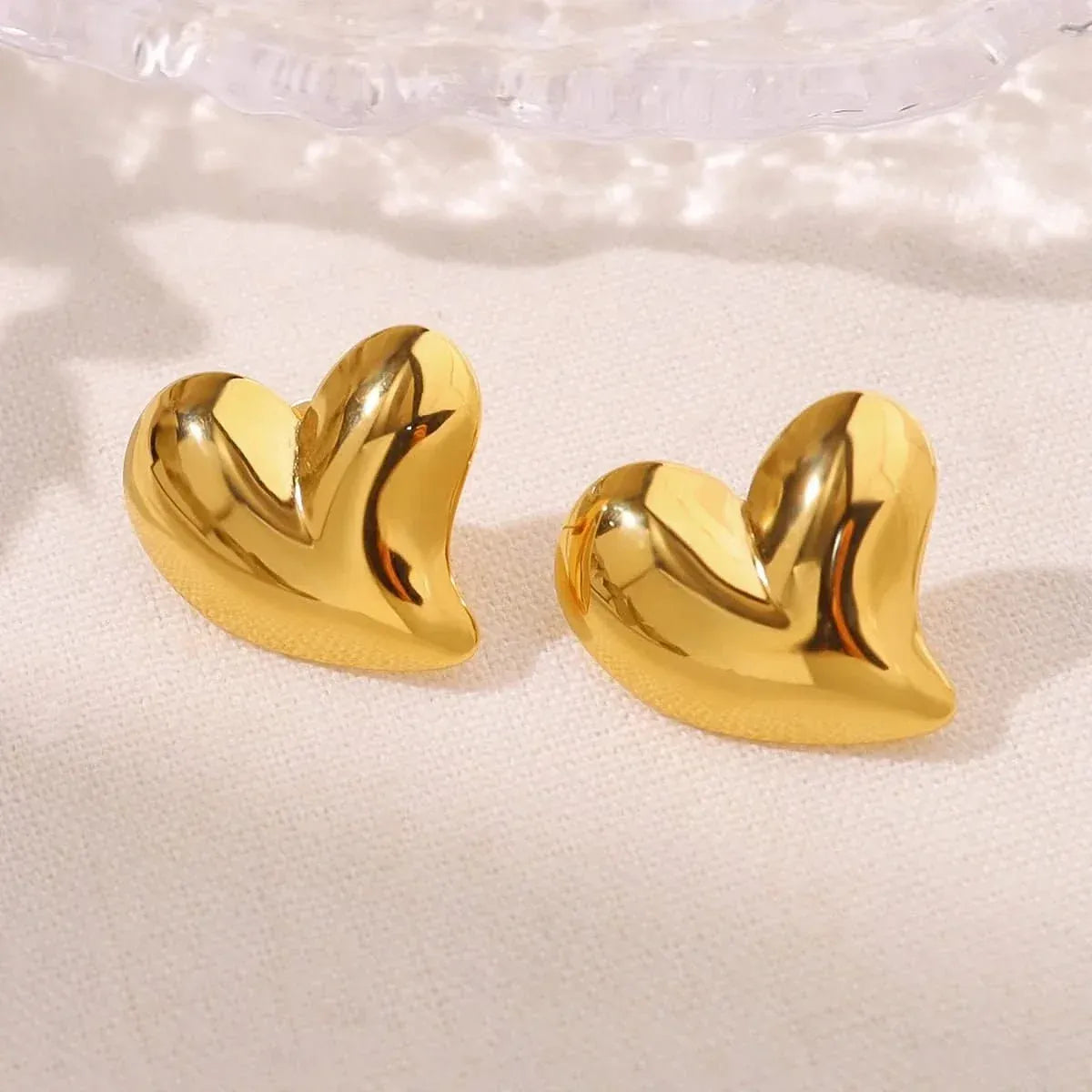 Chrysie Heart Stud Earrings | Waterproof 18k Gold