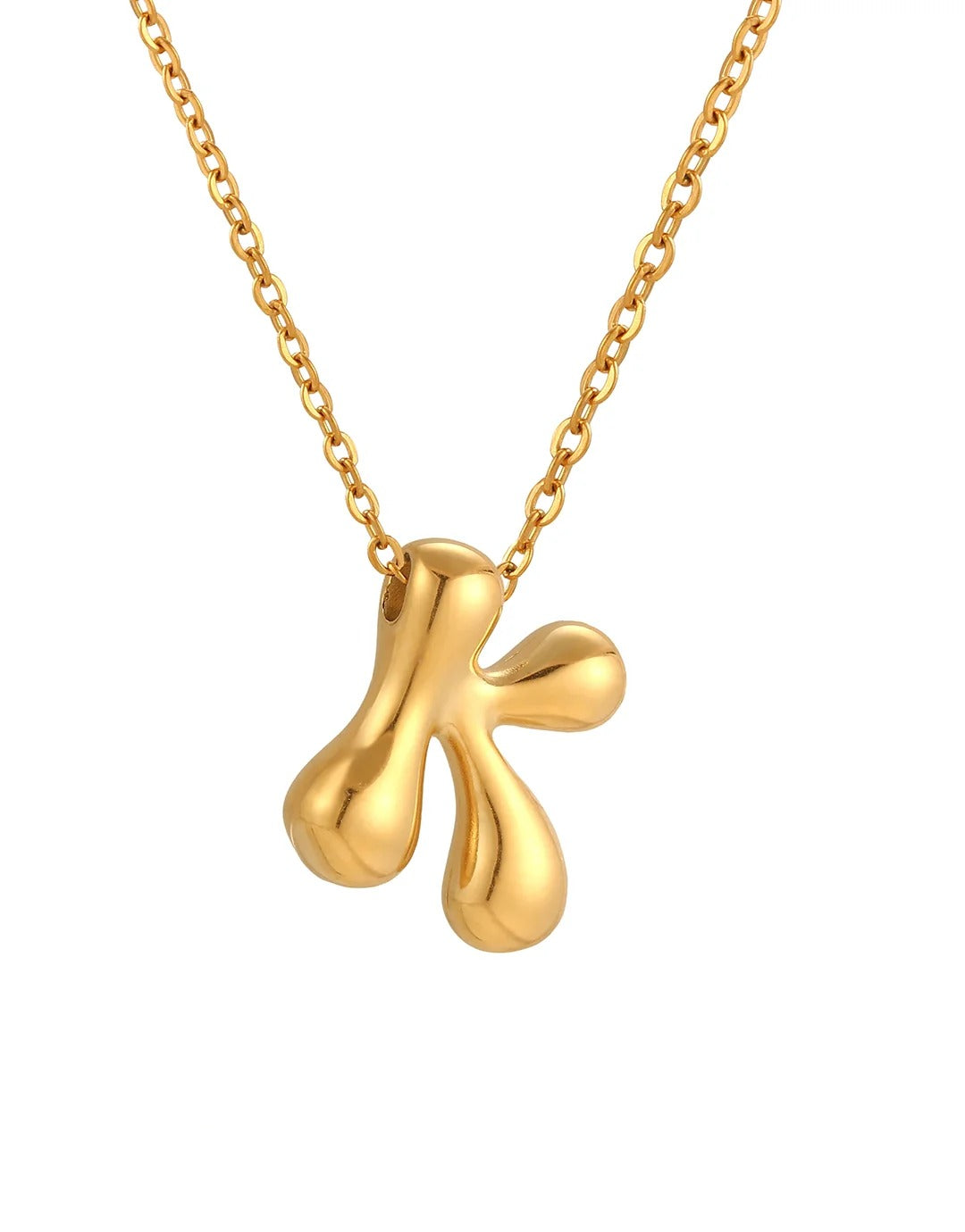 Siobhan Bubble Initial Letter Gold Necklace 45+5cm